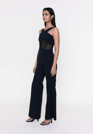 Deme By Gabriella-Black Corset Jumpsuit-INDIASPOPUP.COM