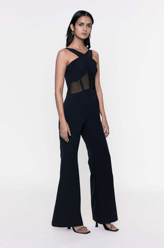 Deme By Gabriella-Black Corset Jumpsuit-INDIASPOPUP.COM