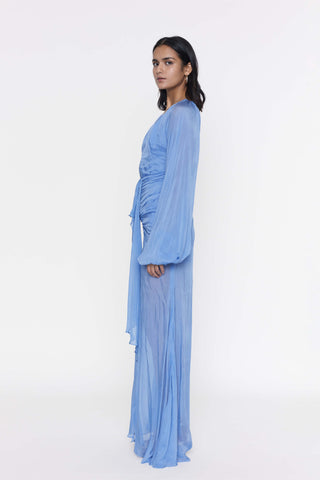 Deme By Gabriella-Very Peri Chiffon Pleated Gown-INDIASPOPUP.COM