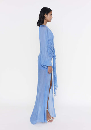 Deme By Gabriella-Very Peri Chiffon Pleated Gown-INDIASPOPUP.COM