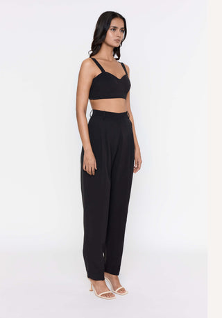 Deme By Gabriella-Black Pants And Crop Top-INDIASPOPUP.COM