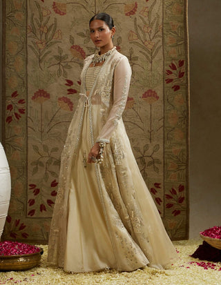 Sva By Sonam And Paras Modi Ivory Magnolia Cream Embellished Jacket And Lehenga Set available on indiaspopup