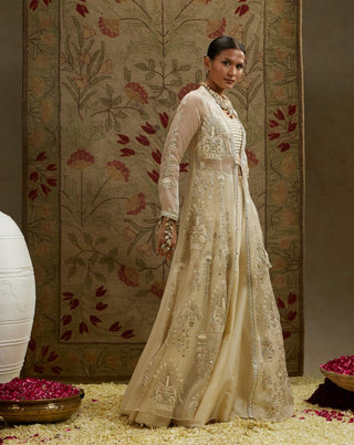 Sva By Sonam And Paras Modi Ivory Magnolia Cream Embellished Jacket And Lehenga Set available on indiaspopup