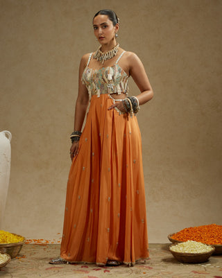 Sva By Sonam And Paras Modi Orange Embellished Jumpsuit With Pockets available on indiaspopup