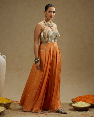 Sva By Sonam And Paras Modi Orange Embellished Jumpsuit With Pockets available on indiaspopup