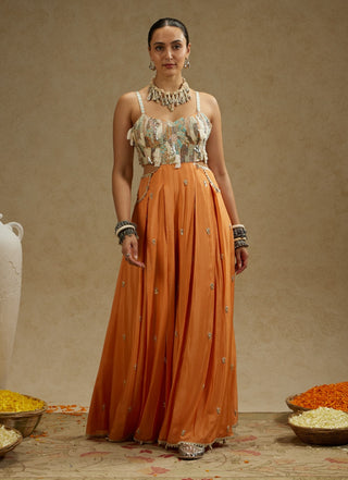 Orange embellished jumpsuit with pockets