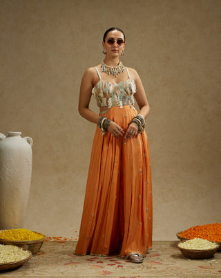 Sva By Sonam And Paras Modi Orange Embellished Jumpsuit With Pockets available on indiaspopup