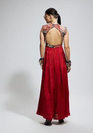 Sva By Sonam And Paras Modi Red Terracotta Patchwork Jumpsuit available on indiaspopup