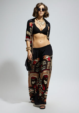 Sva By Sonam And Paras Modi Black Printed Oversized Top And Pants available on indiaspopup