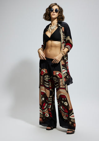 Black printed oversized top and pants