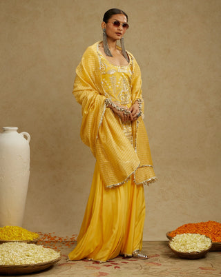 Sva By Sonam And Paras Modi Yellow Dandelion Embellished Butta Kurta Set available on indiaspopup