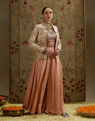 Sva By Sonam And Paras Modi Pink Embellished Jacket And Pleated Pant Set available on indiaspopup