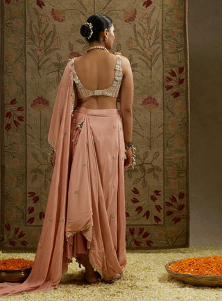 Sva By Sonam And Paras Modi Pink Embellished Bustier And Draped Sari available on indiaspopup