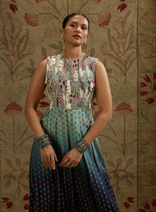 Sva By Sonam And Paras Modi Blue Red Ombre Print Embellished Jumpsuit available on indiaspopup