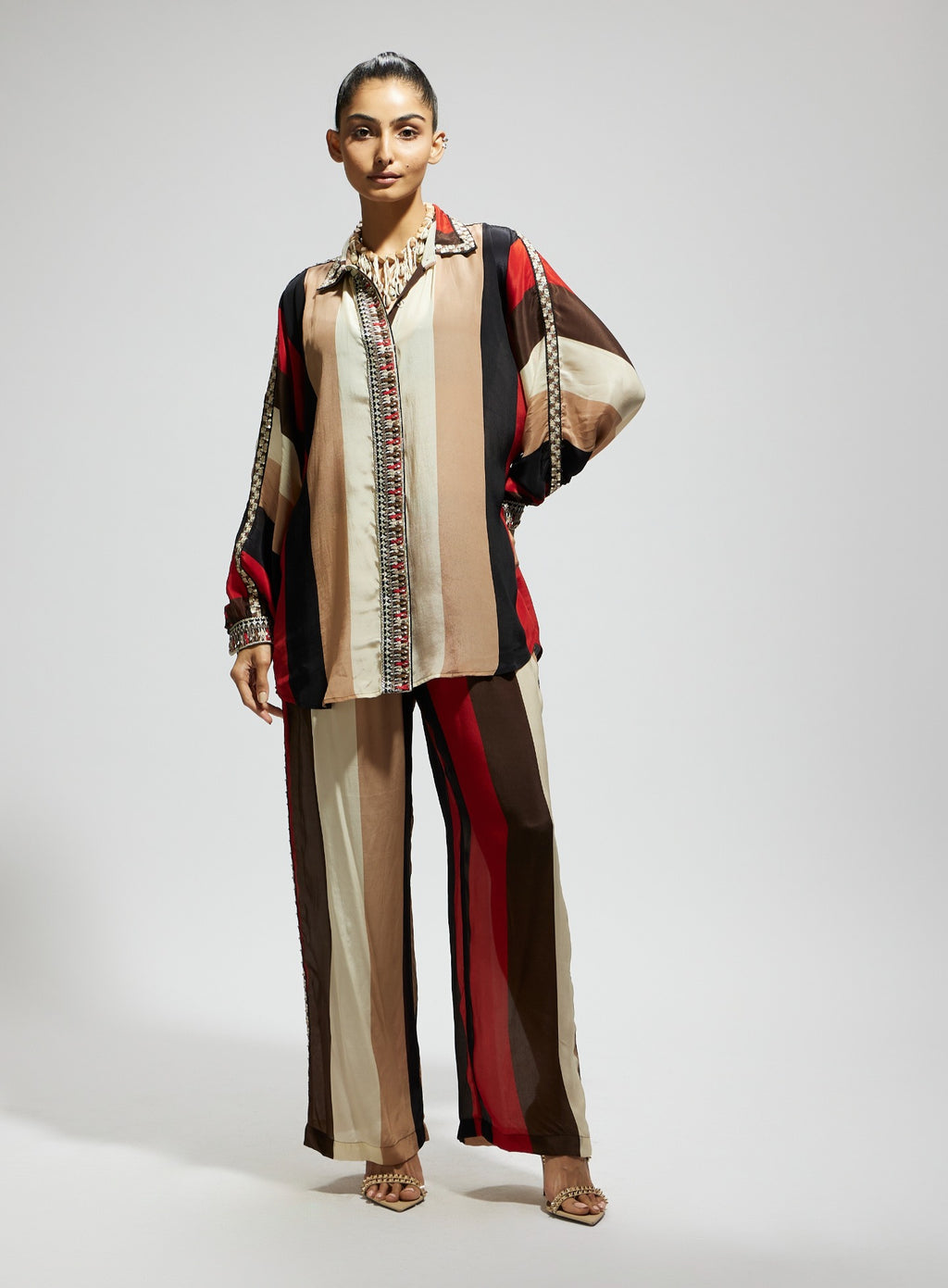 Sva By Sonam And Paras Modi Orange Samsara Stripe Oversized Co-Ord Set ...