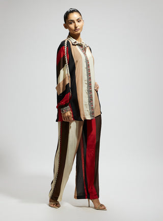 Sva By Sonam And Paras Modi Orange Samsara Stripe Oversized Co-Ord Set available on indiaspopup