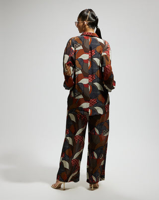 Multi abstract print oversized top and pants