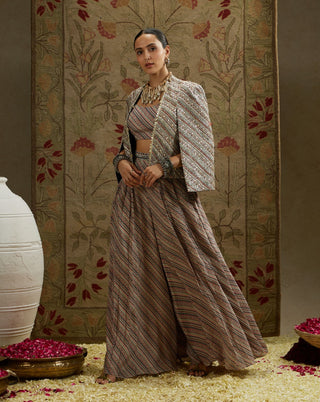 Sva By Sonam And Paras Modi Multi Beige Boho Stripe Noor Jacket And Pant Set available on indiaspopup