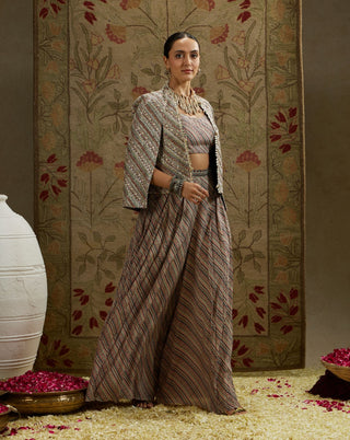 Sva By Sonam And Paras Modi Multi Beige Boho Stripe Noor Jacket And Pant Set available on indiaspopup