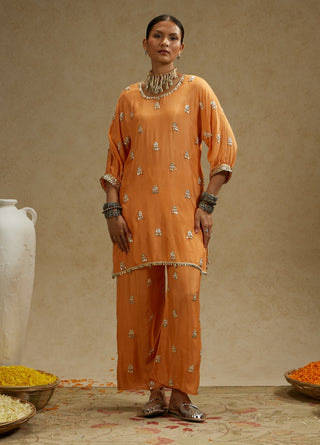 Sva By Sonam And Paras Modi Orange Embellished Tunic And Pants available on indiaspopup