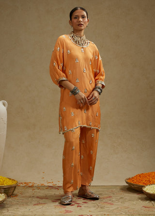 Sva By Sonam And Paras Modi Orange Embellished Tunic And Pants available on indiaspopup