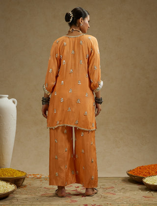 Sva By Sonam And Paras Modi Orange Embellished Tunic And Pants available on indiaspopup