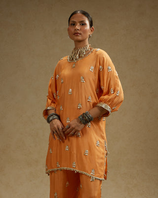 Sva By Sonam And Paras Modi Orange Embellished Tunic And Pants available on indiaspopup