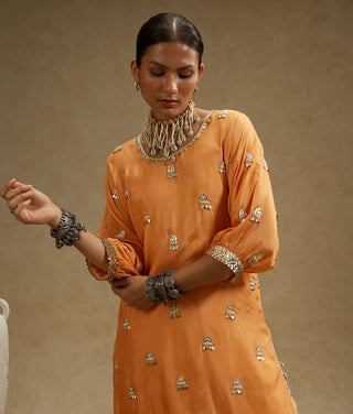 Sva By Sonam And Paras Modi Orange Embellished Tunic And Pants available on indiaspopup