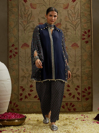 Sva By Sonam And Paras Modi Blue Geo Oversized Tunic And Flared Pants available on indiaspopup