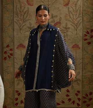 Sva By Sonam And Paras Modi Blue Geo Oversized Tunic And Flared Pants available on indiaspopup