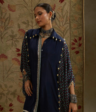 Sva By Sonam And Paras Modi Blue Geo Oversized Tunic And Flared Pants available on indiaspopup