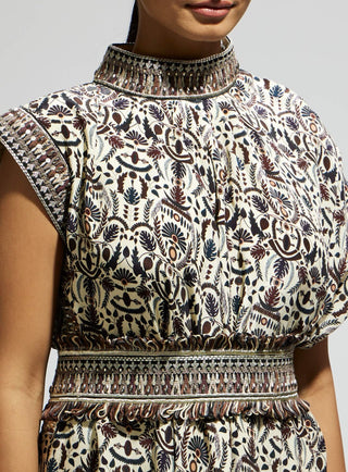 Sva By Sonam And Paras Modi White Printed Cowl Dress And Belt available on indiaspopup