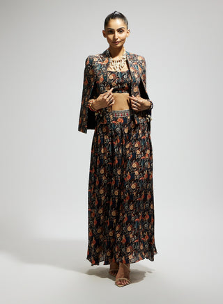 Sva By Sonam And Paras Modi Black Jaal Embellished Cape And Skirt Set available on indiaspopup