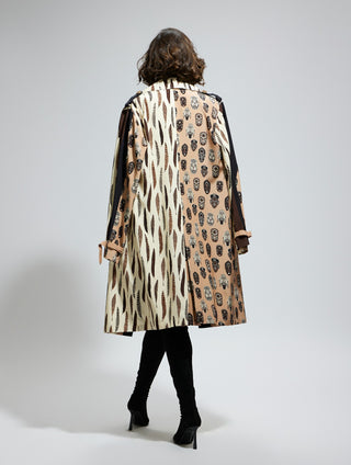 Ivory feather print trench coat