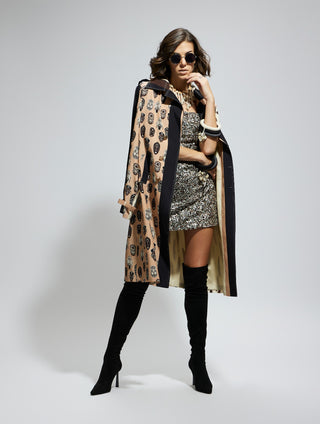 Ivory feather print trench coat