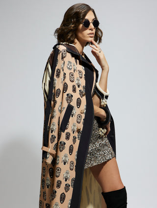 Ivory feather print trench coat