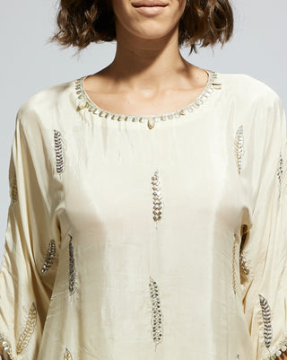 Sva By Sonam And Paras Modi Ivory Silk Embellished Tunic And Drape Skirt available on indiaspopup