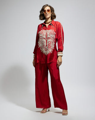 Sva By Sonam And Paras Modi Orange Terracotta Embellished Oversized Tunic And Pant available on indiaspopup