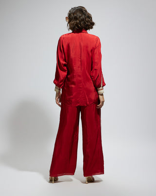 Sva By Sonam And Paras Modi Orange Terracotta Embellished Oversized Tunic And Pant available on indiaspopup