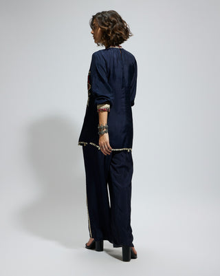 Sva By Sonam And Paras Modi Blue Embellished Threadwork Tunic And Pants available on indiaspopup