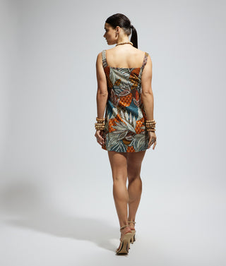 Sva By Sonam And Paras Modi Multi Abstract Embellished Mini Dress available on indiaspopup