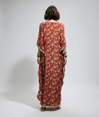 Orange heavily embellished kurta and pants