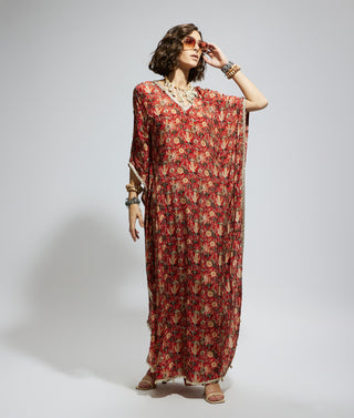 Orange heavily embellished kurta and pants