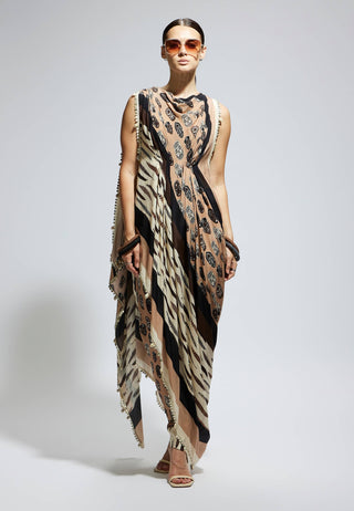 Sva By Sonam And Paras Modi Ivory Feather Print Crop Top And Drape Pants available on indiaspopup