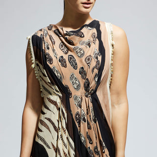 Sva By Sonam And Paras Modi Ivory Feather Print Crop Top And Drape Pants available on indiaspopup