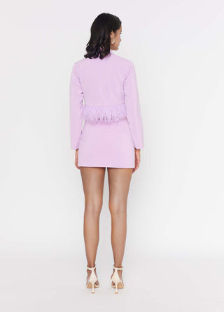 Deme By Gabriella-Lilac Crop Jacket And Skirt-INDIASPOPUP.COM