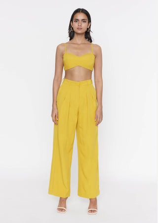 Deme By Gabriella-Mustard Bralette And Pants-INDIASPOPUP.COM