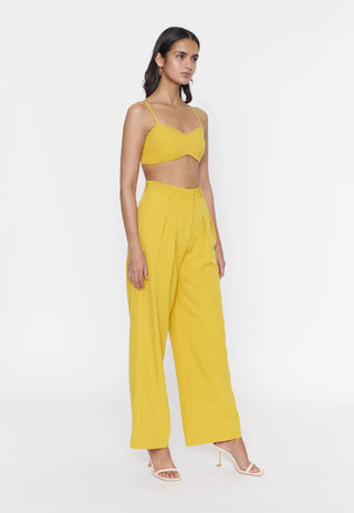 Deme By Gabriella-Mustard Bralette And Pants-INDIASPOPUP.COM