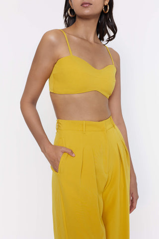 Deme By Gabriella-Mustard Bralette And Pants-INDIASPOPUP.COM