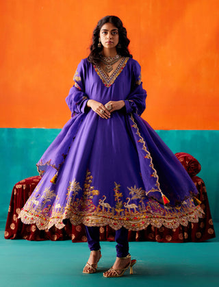 Aman Takyar-Purple Embroidered Anarkali Set-INDIASPOPUP.COM